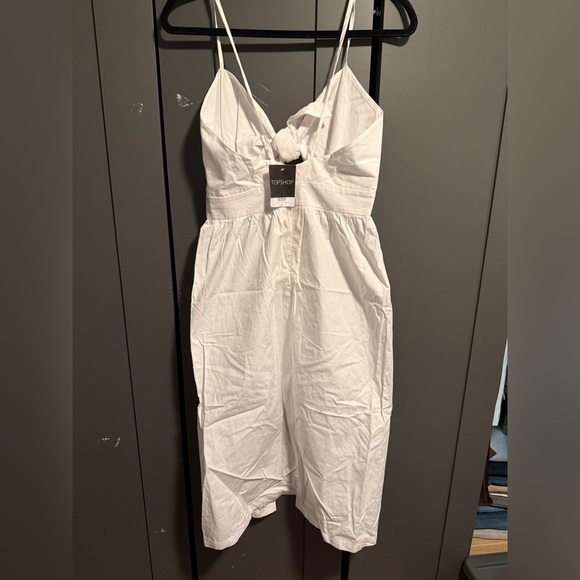 NWT Topshop White Tie Front Cut Out Midi Dress - Size 4 - Picture 3 of 4